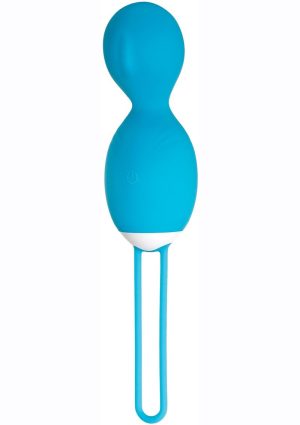 Twistin` The Night Away Silicone Rechargeable Egg with Remote Control - Blue