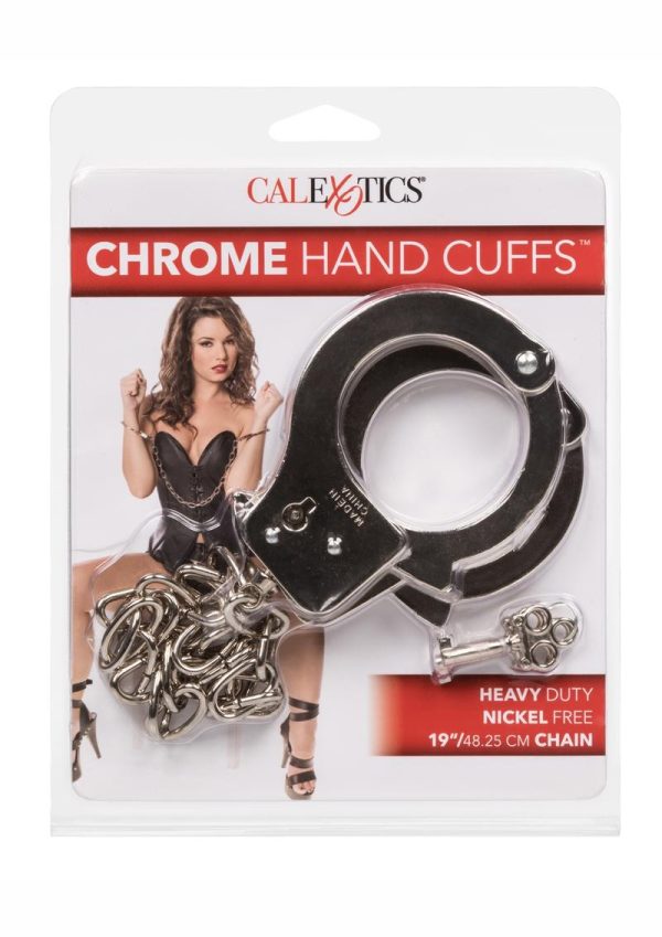 Chrome Hand Cuffs with Chain - Silver