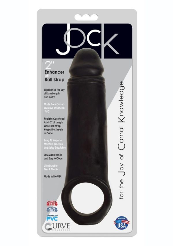 Jock Realistic Penis Enhancer with Ball Strap 2in - Black