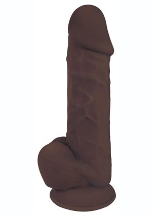 Fleshstixxx Dual Density Silicone Bendable Dong with Balls 8in - Chocolate