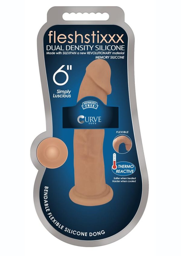 Fleshstixxx Dual Density Silicone Bendable Dong 6in - Caramel