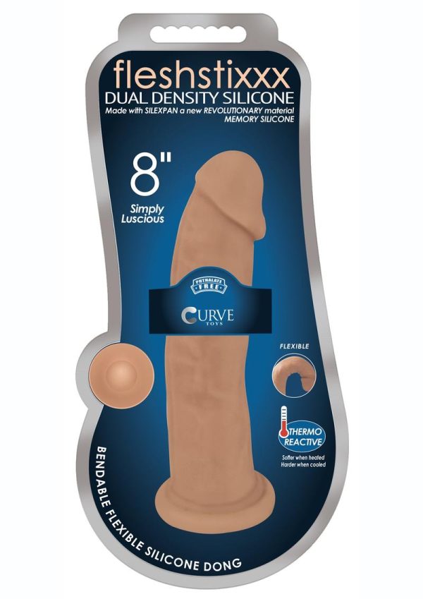 Fleshstixxx Dual Density Silicone Bendable Dong 9in - Caramel