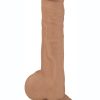 Fleshstixxx Dual Density Silicone Bendable Dong with Balls 9in - Caramel