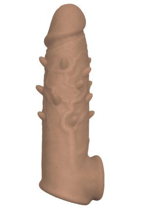 Natural Realskin Spiked Vibrating Penis Xtender - Chocolate