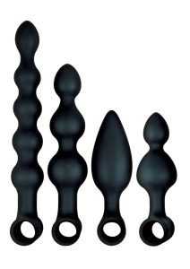 Anal-Ese Collection Silicone Rechargeable Vibrating Anal Fantasy Kit (Set of 5) - Black