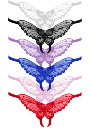 Leg Avenue Butterfly Crotchless with Pearl Sequin Detail (12 pack) - O/S - Assorted