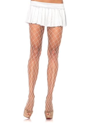 Leg Avenue Spandex Diamond Pantyhose - O/S - White