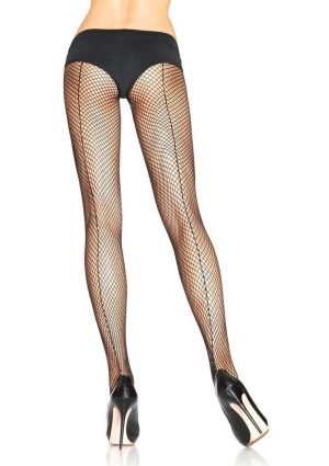 Leg Avenue Fishnet with Backseam Pantyhose - O/S - Black