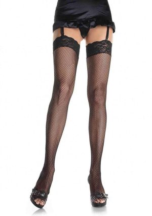 Leg Avenue Fishnet Lace Top Thigh High - O/S - Black