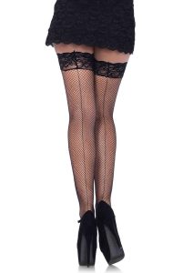 Leg Avenue Spandex Fishnet Backseam Lace Top Thigh High - Plus Size - Black