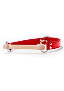 Ouch! Wooden Bridle Gag With Leather Straps - Red