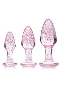 Booty Sparks Glitter Gem Anal Plug Set 3pc - S/M/L - Pink