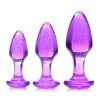 Booty Sparks Glitter Gem Anal Plug Set 3pc - S/M/L - Purple