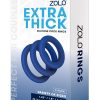 ZOLO Extra Thick Silicone Cock Ring (3 pack) - Navy