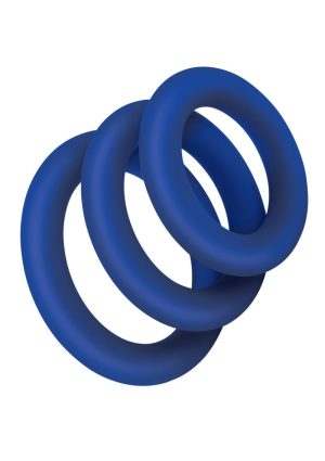 ZOLO Extra Thick Silicone Cock Ring (3 pack) - Navy