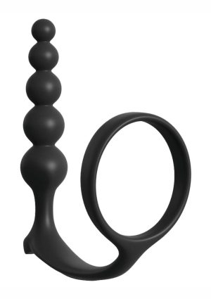 Anal Fantasy Collection Ass-Gasm Silicone Cockring Anal Beads - Black