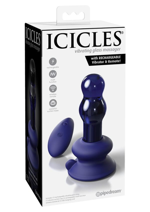 Icicles No. 83 Rechargeable Glass Plug with Remote Control - Blue