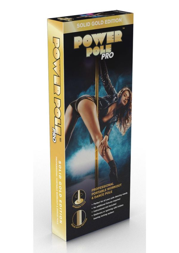 Power Pole Pro Professional Portable Exercise and Dance Spinning Pole Extends Up To 9in - Gold Edition