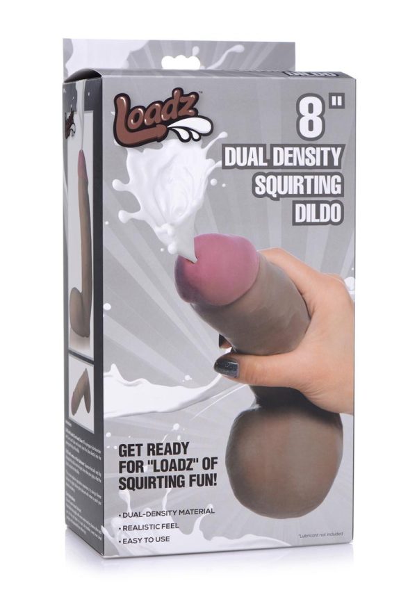 Loadz Dual Density Squirting Dildo 8in - Chocolate