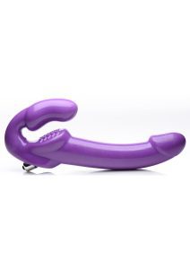 Strap U 7X Revolver Thick Vibrating Strapless Strap-On Dildo - Purple