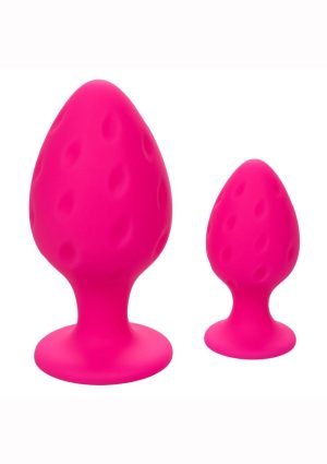 Cheeky Silicone Textured Anal Plugs Large/Small (Set of 2) - Pink