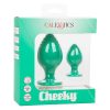 Cheeky Silicone Textured Anal Plugs Large/Small (Set of 2) - Green