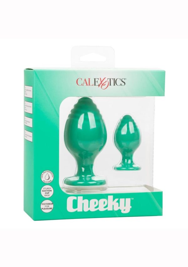 Cheeky Silicone Textured Anal Plugs Large/Small (Set of 2) - Green