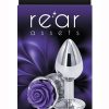 Rear Assets Rose Aluminum Anal Plug - Small - Purple/Silver