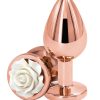Rear Assets Rose Aluminum Anal Plug - Medium - White/Rose Gold