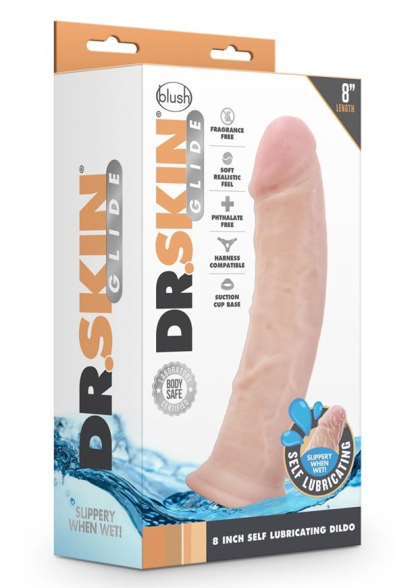 Dr. Skin Glide Gold Collection Self Lubricating Dildo 8in - Vanilla