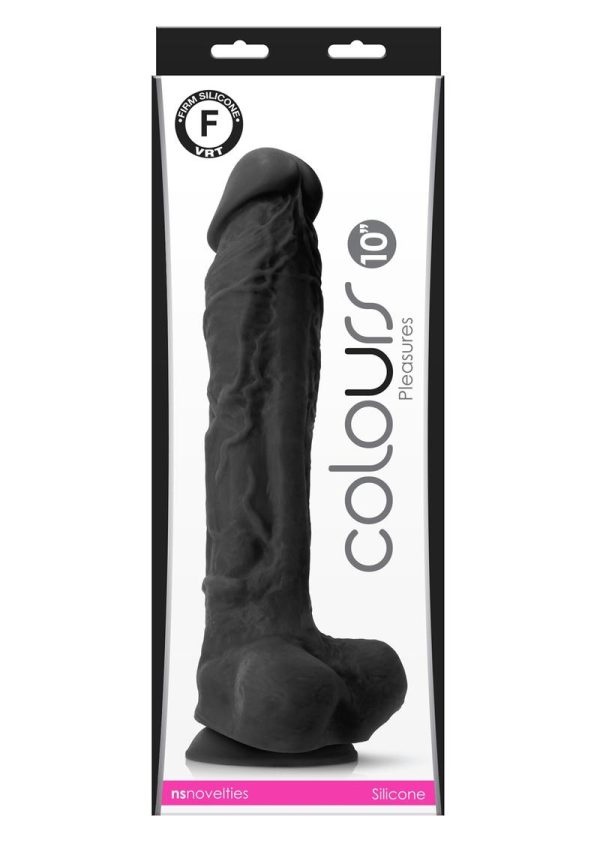 Colours Pleasures Silicone Dildo 10in - Black