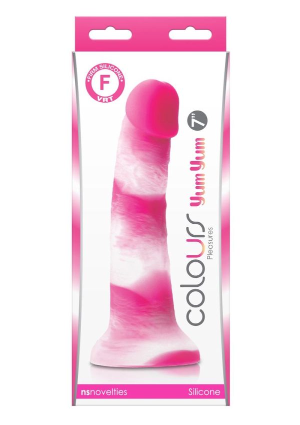 Colours Pleasures Yum Yum Silicone Dildo 7in - Pink/White