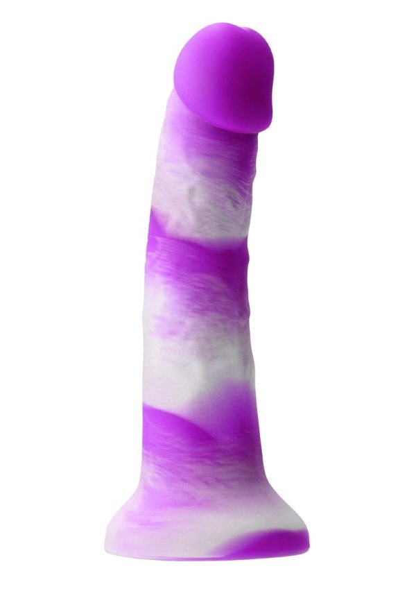 Colours Pleasures Yum Yum Silicone Dildo 7in - Purple/White