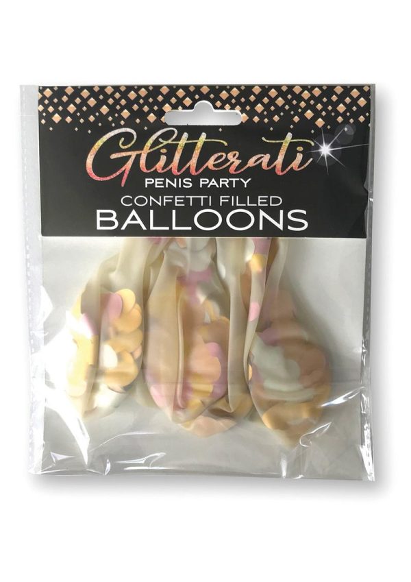 Glitterati Penis Party Confetti Filled Balloons (5 Pack)