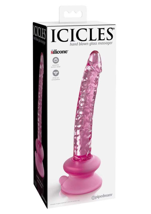 Icicles No. 86 Glass Wand with Bendable Silicone Suction Cup - Pink