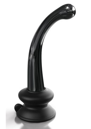 Icicles No. 87 Glass G-Spot Wand with Bendable Silicone Suction Cup - Black