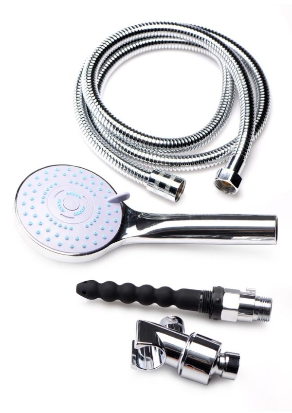CleanStream Discreet Shower Silicone Enema Set - Silver/Black