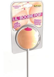 Lil` Boobie Pops Strawberry Flavored - Ivory/Pink