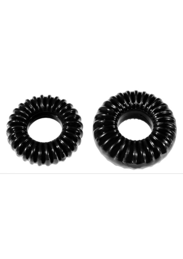 The Xplay Mixed Pack Ribbed Ring and Ribbed Ring Slim (2 Pack) - Black