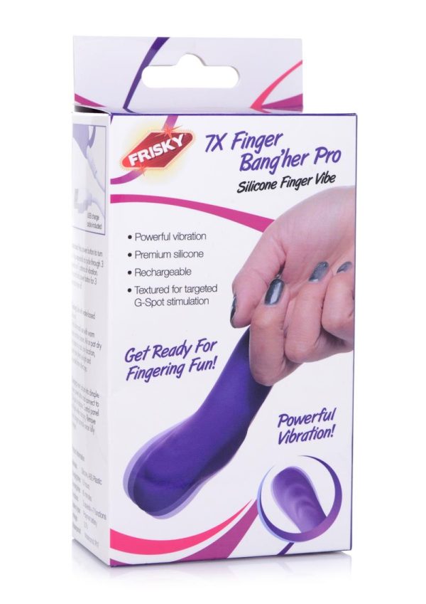 Frisky 7X Finger Bang`her Pro Silicone Rechargeable Finger Vibrator - Purple