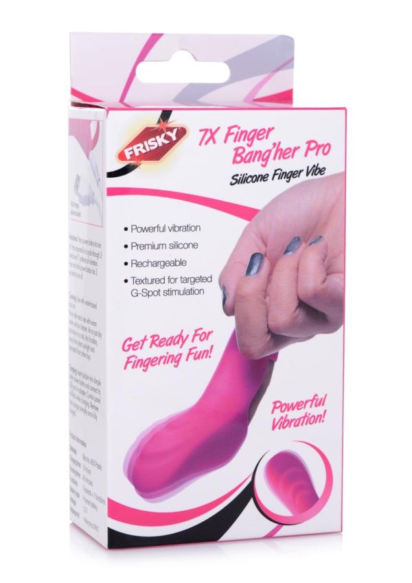 Frisky 7X Finger Bang`her Pro Silicone Rechargeable Finger Vibrator - Pink