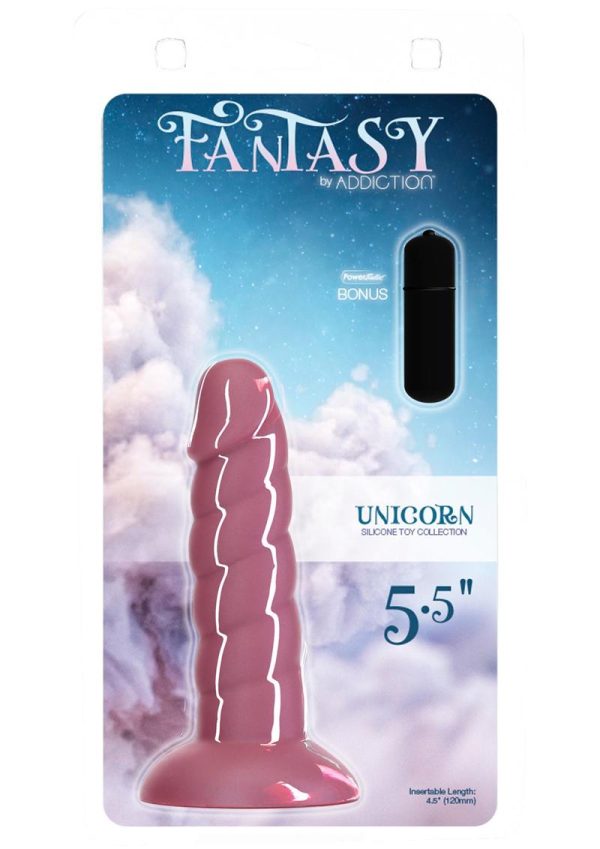 Addiction Fantasy Unicorn Silicone Dildo 5.5in - Pink