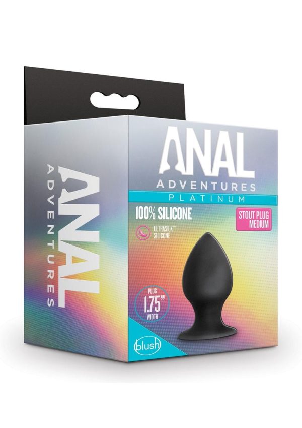 Anal Adventures Platinum Silicone Anal Stout Plug - Medium - Black