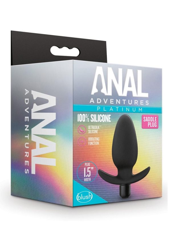 Anal Adventure Platinum Silicone Vibrating Saddle Plug - Black