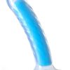 Neo Elite Glow In The Dark Tao Silicone Dual Dense Dildo 7in - Neon Blue