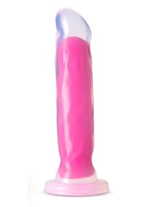 Neo Elite Glow In The Dark Marquee Silicone Dual Dense Dildo 8in - Neon Pink