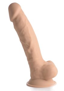 Fleshstixxx Silicone Rechargeable Vibrating Dong with Balls 8in - Caramel