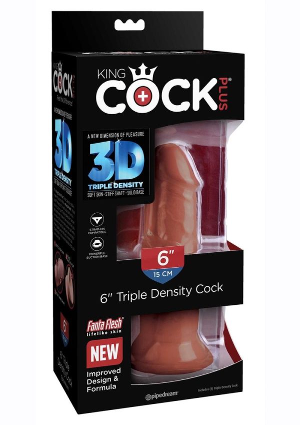 King Cock Plus Triple Density Dildo 6in - Chocolate