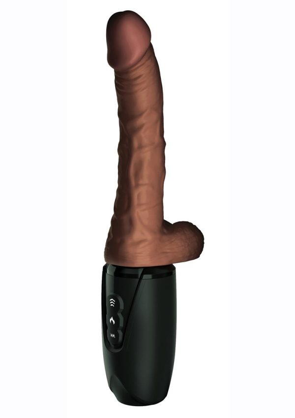 King Cock Plus Rechargeable Thrusting Dildo with Balls 7.5in - Chocolate