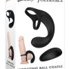 Zero Tolerance Vibrating Ball Cradle Silicone Rechargeable Cock Ring with Remote Control - Black